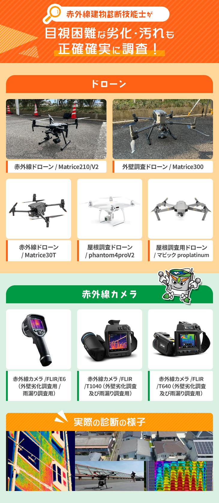 赤外線建物診断技能士が目視困難な劣化・汚れも正確確実に調査！