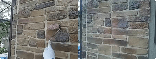 凹凸壁を活かしてクリヤー塗料